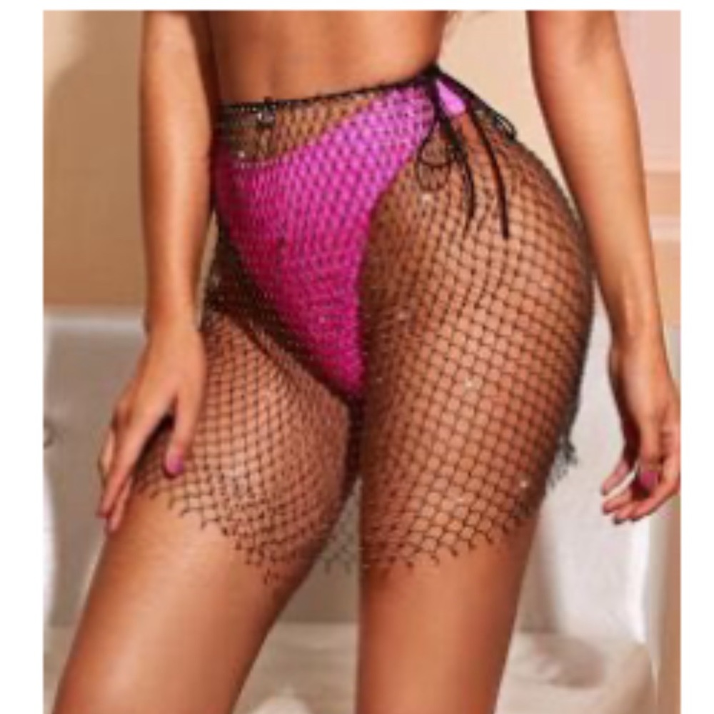 Tie Waist Sheer Fishing Net Skirt Without Panty